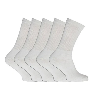 Image of Mens Plain Sports Socks (Pack of 5) (UK 6 11 EURO 39 46) (White)