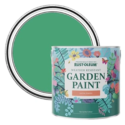 Image of Rust Oleum Green Mould Resistant Garden Paint In Satin Finish Emerald 2.5L