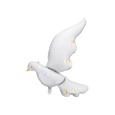Image of PartyDeco Foil Balloon Dove 62 x 90 cm XXL for Helium or Air Large Christening Wedding Communion Confirmation as Decoration
