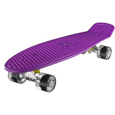 Image of Ridge Skateboards Children Kids Big Brother Large Retro Cruiser Purple/Clear Wheels, 27 Inch