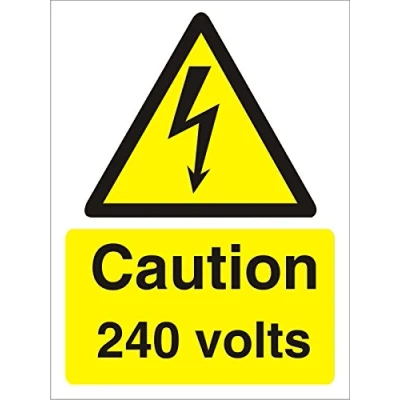 Image of Seco Caution 240 Volts Sign, 200mm x 300mm 1mm Semi Rigid Plastic