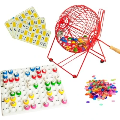 Image of Thomas &amp; Anca Club Supplies Ltd bingo Cage Machine, 1 90 balls, check tray, cards and discs