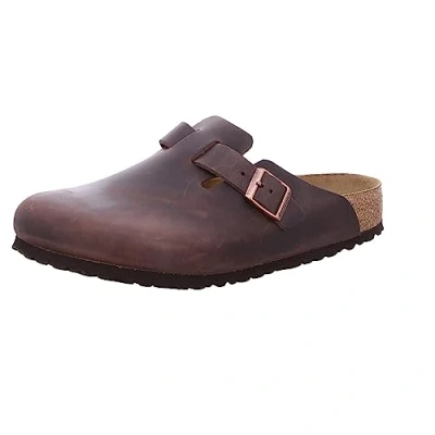 Image of Birkenstock Men&#039;s Boston SFB Habana, Oiled Leather Clogs, Havana, 5 UK
