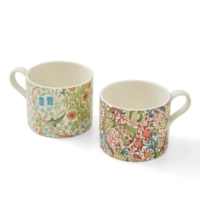 Image of Morris &amp; Co Set of 2 Blackthorn Golden Lily Mugs