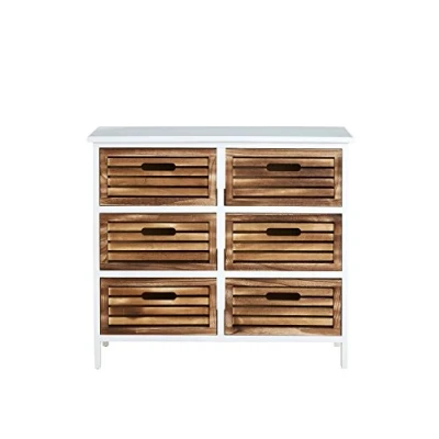 Image of Premier Housewares Portsmouth 6 Drawer Chest, Wood White/Natural