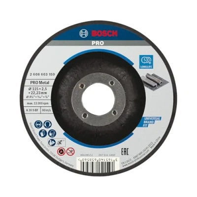 Image of Bosch Professional 1x Standard for Metal Cutting Disc (for Metal, Ø 115 x 2,5 22,23 mm, Depressed Centre, Accessory Angle Grinder)