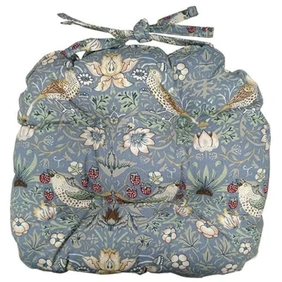 Image of William Morris Strawberry Thief Blue Piped Seat Pad
