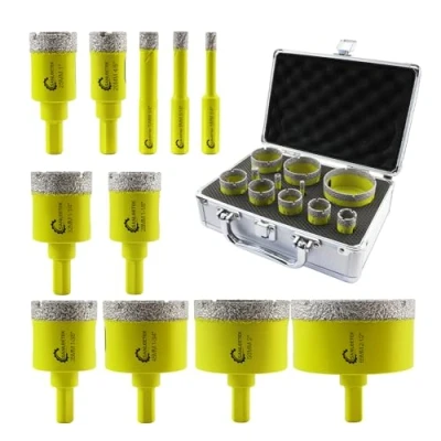 Image of Diamond Core Drill Bits Set 11pcs（6/8/10/20/25/28/32/35/45/50/65mm) Hole Saw Kit with Triangle Shank for Porcelain Tile Ceramic Granite Marble SANLEETEK