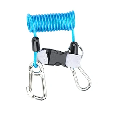 Image of Tbest Stainless Steel Reef Hook,Reef Hooks Scuba Diving Hook, Hook Anti Lost Spring Coil Lanyard Safety Emergency Tool with Quick Release (Blue)
