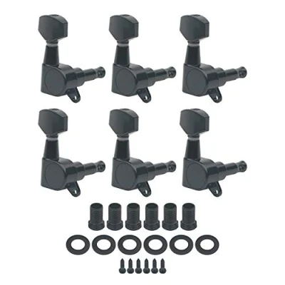 Image of Unxuey 6R String Tuning Pegs Keys Tuner Machine Head Button for Strat Tele Black Electric Guitar
