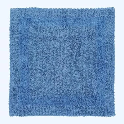Image of HOMESCAPES Shower Mat, Luxury 1600gsm Bath Mat Extra Soft 100% Cotton, Reversible Bathroom Mats Non Slip, Washable, Super Absorbent, Quick Dry Cobalt Blue Rug 50x50 cm Square Small