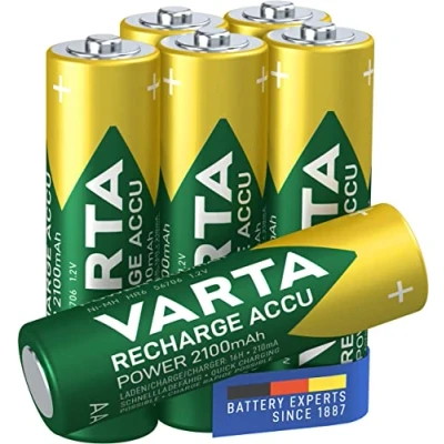 Image of VARTA Recharge Accu Power, Ready To use pre charged AA Mignon NiMH rechargeable battery (6 pack, 2100 mAh) without memory effect