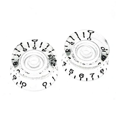 Image of KAISH Pack of 2 American Spec LP Guitar Speed Dial Knobs 24 Fine Spline Control for Les Paul with CTS Split Shaft Pots Clear