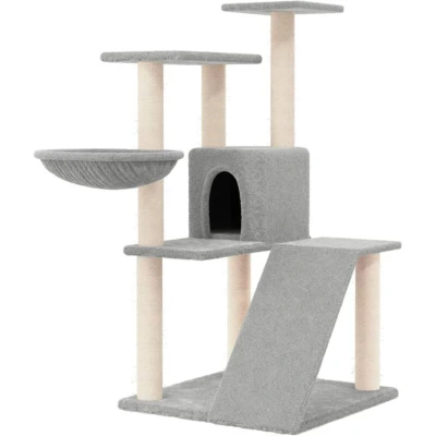 Image of vidaXL Cat Tree with Sisal Scratching Posts Light Grey 94 cm