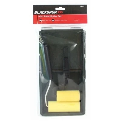 Image of 4pc Mini Paint Roller &amp; Tray Set 3&quot;/4&quot; Black By Blackspur