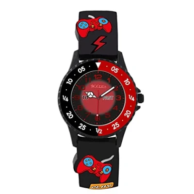 Image of Tikkers Boys Kids Gamer Theme 3D Silicone Strap Time Teaching Watch NTK0030