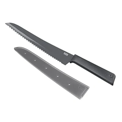 Image of KUHN RIKON 24206 Colori+ Non Stick Bread Knife with Safety Sheath, 32.5 cm, Grey