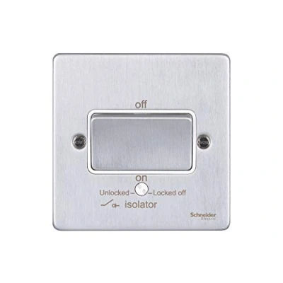 Image of Schneider Electric Ultimate Low Profile Single Fan Isolator Switch, GU1513WBC, Brushed Chrome with White Insert