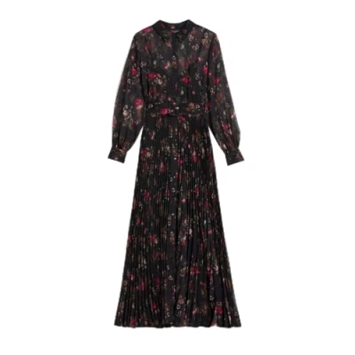 Image of Ted Baker Womens WMD ceiba Printed Maxi Shirt Formal Night Out Dress, Black, 10 UK