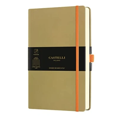 Image of Castelli Milano AQUARELA Olive Notebook 13x21 cm Striped Hard Cover Green 240 Pag