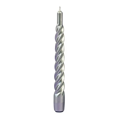 Image of Cereria di Giorgio, Risthò Silver Lacquered Spiral Tapered Wax Candles, 2.2 x 21 cm, Pack of 6