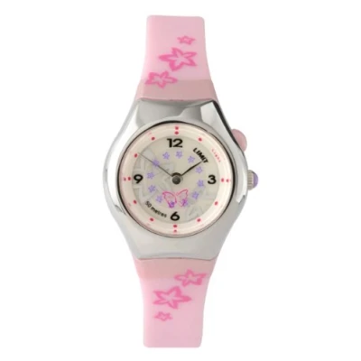Image of Limit 6677.50 Silver Coloured Girls Watch with Pink Strap, Spinning Disc and Luminous Dial Function