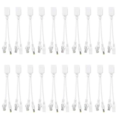 Image of POE Injector, Adapter Injector Splitter, 10 Pair IP Camera RJ45 Cable Power Over Ethernet + Splitter DC 12 V