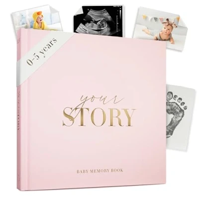 Image of New Baby Girl Gift Memory Book, Scrapbook &amp; Photo Record Album Keepsake Gifts For Newborn Girls Born Parents (Pink)