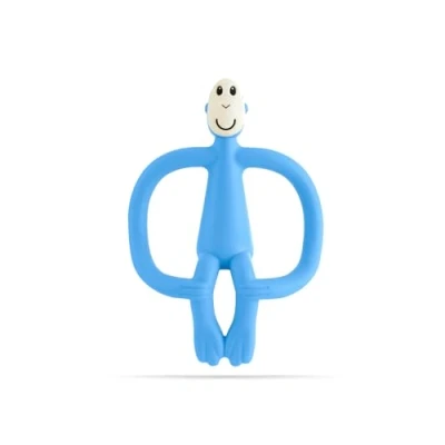 Image of Matchstick Monkey, Original Teether &amp; Gel Applicator, Antimicrobial Silicone Teething Toys for Baby, Easy to Grip, BPA Free, 3 Months Old+, 10.5 cm, Light Blue Monkey