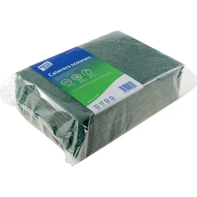 Image of Cotswold 9&quot; x 6&quot; Caterers Green Scourers, Pack of 10