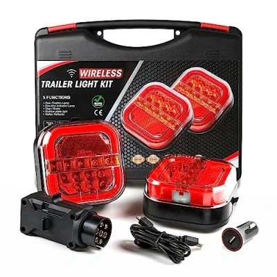 Image of AOHEWEI Wireless Lighting LED Set Magnetic Trailer Tail Lights Cable Free 12V/24V Truck Rear ECE EMC Approved for Trailer, Lorry, Caravan or