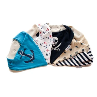Image of Lovjoy Bandana Dribble Bibs Super Absorbent &amp; Soft for Teething Babies Adjustable Snaps Fits Newborn to 3 years 5 Pack (Little Sailor)