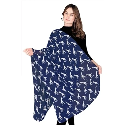 Image of London Scarfs Women s Giraffe Print (Navy Blue)