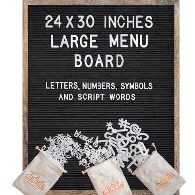 Image of Large Letter Board 24x30 Inch, Felt Board, Menu Letter, Message Black Sign, Changeable