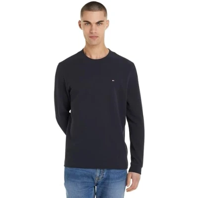 Image of Tommy Hilfiger Men&#039;s Textured Ls Tee Mw0mw34251 L/S T Shirts, Blue (Desert Sky), S
