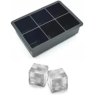 Image of Nicoman Easy Release Silicone ICE Cube Mould with Spill Resistant Lids, Giant Suitable for Whiskey Cocktail Wine or Any Drink, Black
