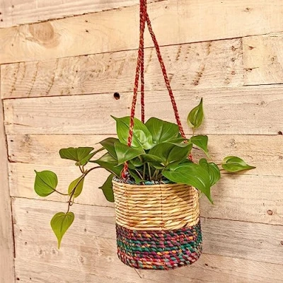 Image of Wildlife World Artisan Hanging Plant Basket Small Cylindrical Plants Not Included
