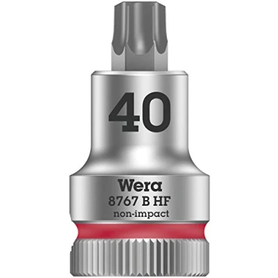 Image of Wera 8767 B HF TORX® Zyklop holding function bit socket, 3/8&quot; drive, TX 40x35mm, 05003068001 , Red
