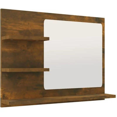 Image of vidaXL Bathroom Mirror Smoked Oak 60x10.5x45 cm Engineered Wood