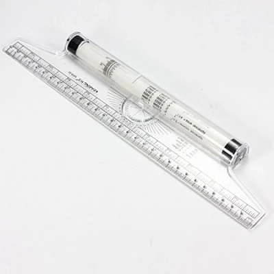 Image of OriGlam 12 Inch Rolling Ruler Measuring Ruler, Drawing Parallel Multi Purpose Metric Squares Angles Line
