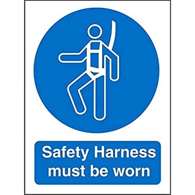 Image of Seco Safety Harness Must Be Worn Sign, 200mm x 300mm Self Adhesive Vinyl