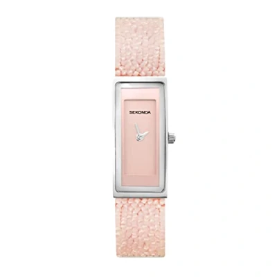 Image of Sekonda Sparkle Ladies 16mm Quartz Watch in Rose with Analogue Display, and White Leather Strap 40373.