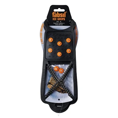 Image of Fabsil Ice Grips Superior Footwear Traction for Ice, Packed Snow and Mud, Black, Large XL (UK 7 12)