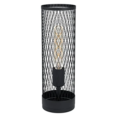Image of Eglo Bedside lamp Redcliffe, Industrial Table Light Made of Black Metal, Living Room Lighting with Switch, E27 Socket