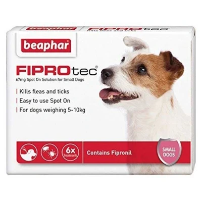 Image of Beaphar® FIPROtec® Kill Flea Ticks Spot On Drop Treatment Protection for Small Medium Large XL Dogs Puppies (6 Treatments, Dog (Small 5 10kg))