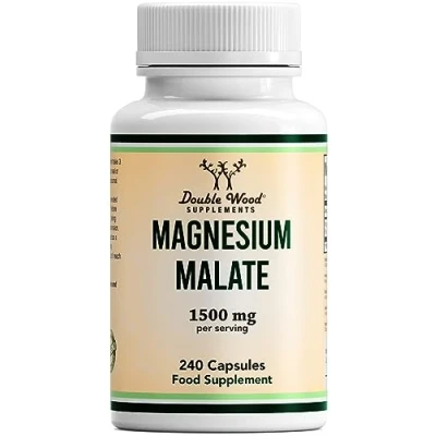 Image of Double Wood Magnesium Malate Capsules 240 High Strength Supplements 1500mg per Serving Non GMO &amp; Gluten Free Manufactured in The UK