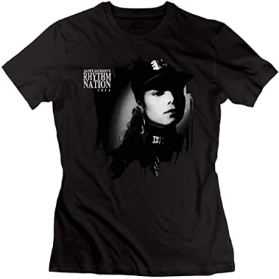 Image of Xiyunjiao Ronaldamaurer Women&#039;s Janet Jackson Rhythm Nation 1814 Fashion Cool Cotton T Shirt S Black