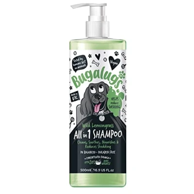 Image of BUGALUGS dog shampoo All in 1 &amp; conditioner grooming products for smelly dogs with Apple Vanila fragrance, best vegan pet puppy shampoo, professional groom
