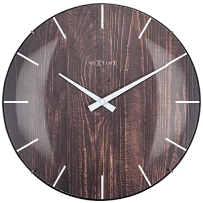 Image of NexTime 3249BR Modern Wall Quiet Clocks, Brown, 35.6