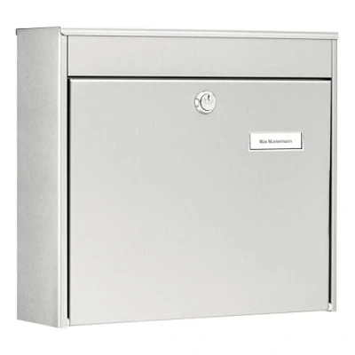 Image of Burg Wächter Borkum 3878 Ni Stainless Steel, Steel Letter Box with Opening Stop A4 Format,